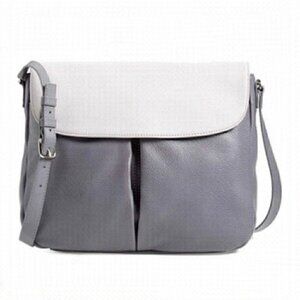 Nordstrom Halogen Gray Fremont Leather Crossbody Flap Bag